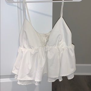 White peplum crop top